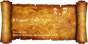 Kluger Páris névjegykártya